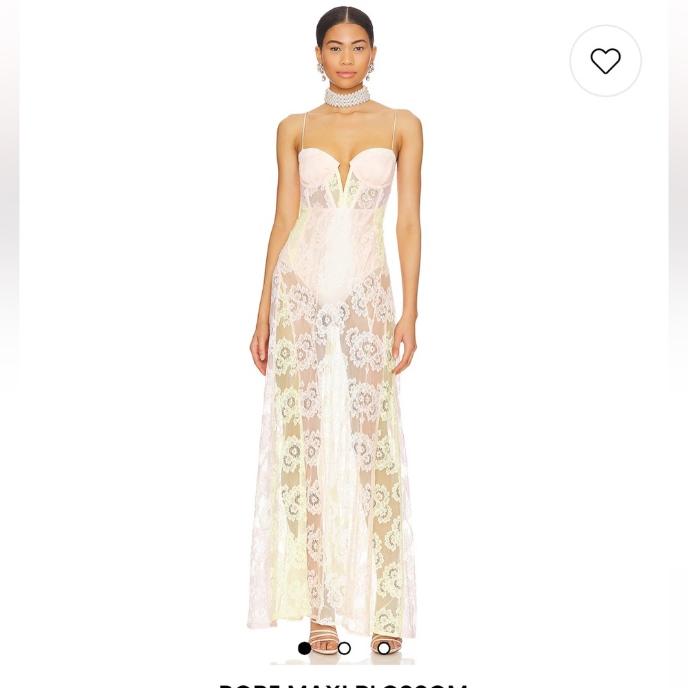 For Love & Lemons Pink/Yellow Blossom Maxi Dress